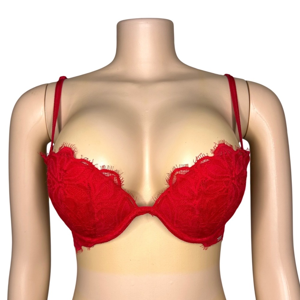 Pink Victoria's‎ Secret Date Plunge Push Up Pigeonnant Rendez-Vous Bra Size 32C